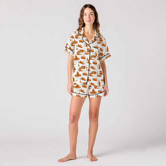 Austin Toile Pajama Shorts Set - Burnt Orange banner