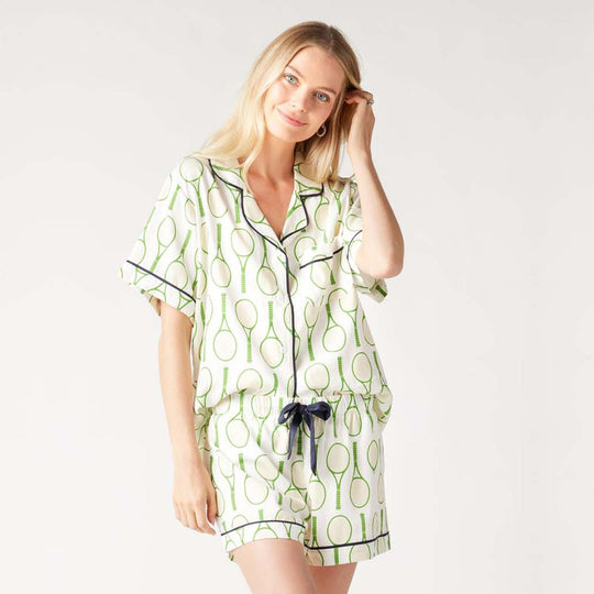 Tennis Time Pajama Shorts Set - Green banner